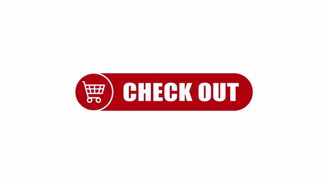 red check out shopping cart button animation for website, online store and retail promotion.