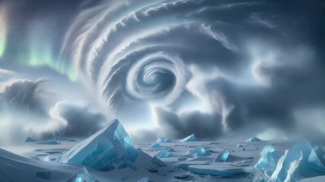 Cinematic Visualization of a Massive Storm System on WORLD METEOROGICAL DAY, Showcasing Extreme Weather Conditions