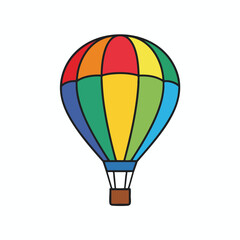 Fototapeta premium Colorful Hot Air Balloon Floating Over Scenic Landscape for Adventure and Travel Themes