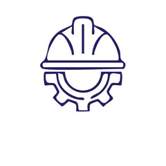 Fototapeta premium Hard hat with gear icon safety work industrial protection concept