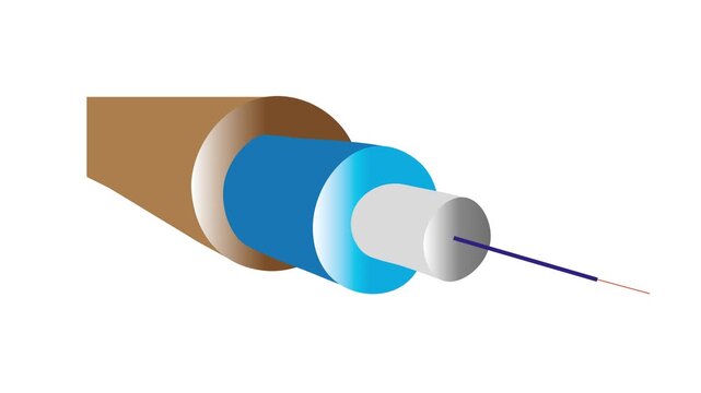 optical fibers structure diagram isolated on white background. animated video 4k.