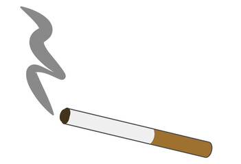 Cigarette and tobacco pack with smoke, flat vector illustration isolated on white background, useful for smoking policy signs, health risk education, quit smoking campaigns, and nicotine concept desig