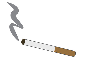 Cigarette and tobacco pack with smoke, flat vector illustration isolated on white background, useful for smoking policy signs, health risk education, quit smoking campaigns, and nicotine concept desig