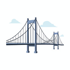 Obraz premium Modern Suspension Bridge Over a Calm River with Cloudy Sky