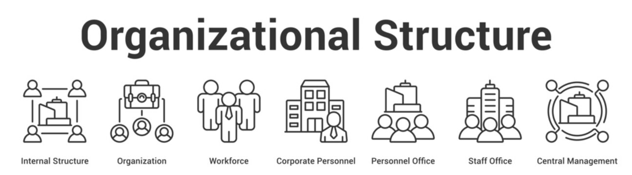 Organizational Structure web banner icon set vector illustration concept for business with icon of Internal Structure, Organization, Workforce, Corporate Personnel, Personnel Office, Staff Offi.