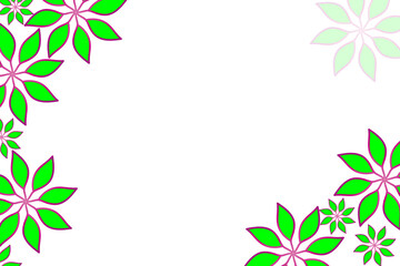 Obraz premium Fond floral rose et vert moderne sur fond transparent – Motif géométrique élégant minimaliste pour design et branding