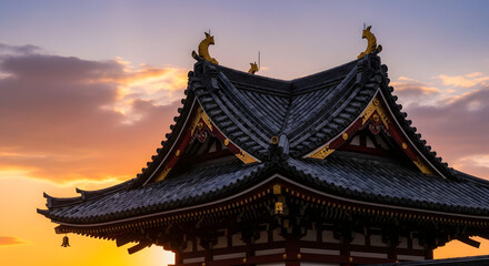 Pagoda Roof at Sunset