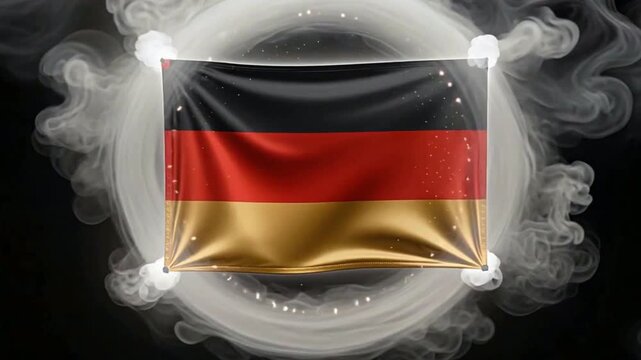 Germany Flag Waving with Dramatic Smoke &ndash; German Patriotic Background Animation