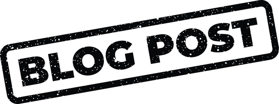 Black grunge style rectangular stamp with the phrase BLOG POST prominently displayed for digital publishing content