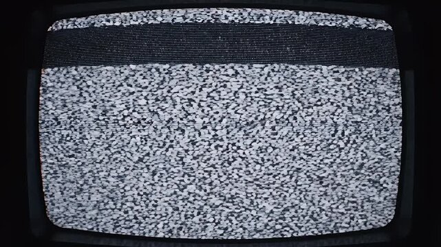 Static Noise on Old Television Screen with Horizontal Bars and Grainy Texture.