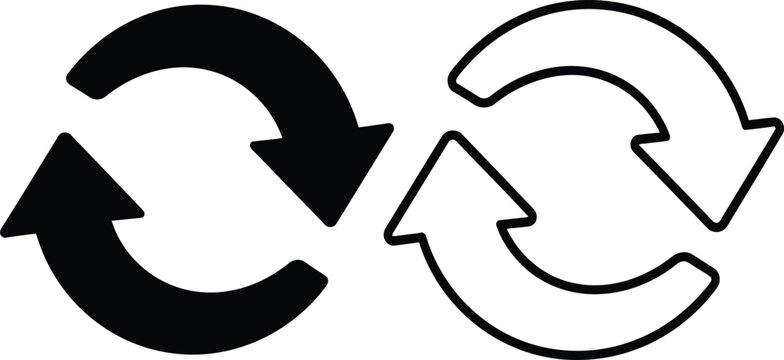 Black and white circular arrows symbol for exchange or swap