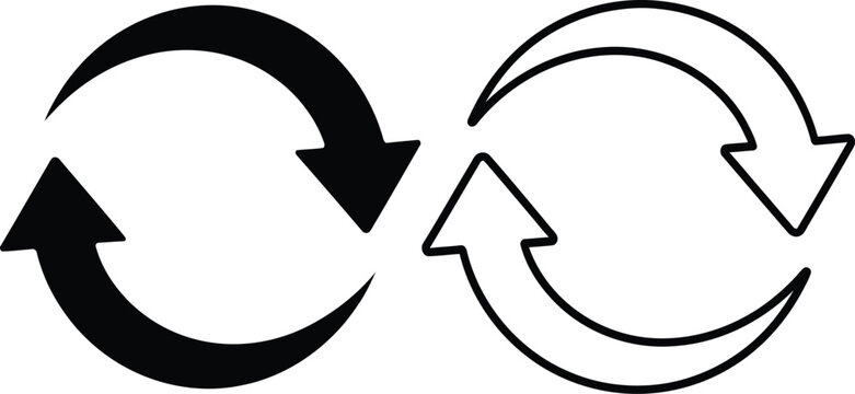 Black and white circular arrow icons for exchange or recycling concepts