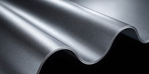 Naklejka premium Close-up abstract view of textured metallic corrugated sheets in studio lighting