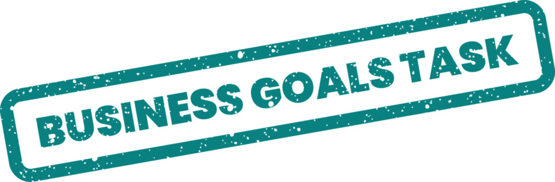 Distinctive rectangular grunge stamp with the text BUSINESS GOALS TASK, marking individual project assignments