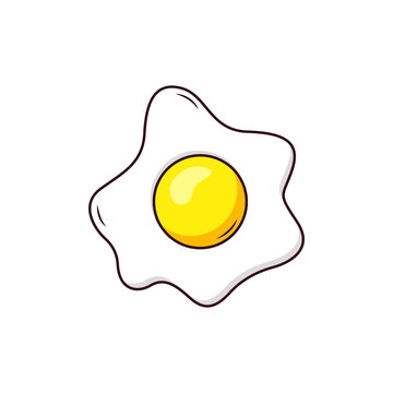 Fried Egg Cartoon Illustration Isolated on White Background