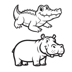 Obraz premium cocodrilo hipopótamo