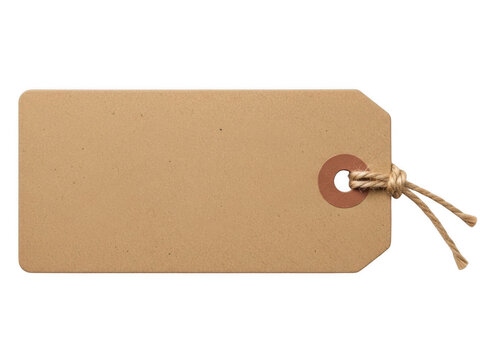 Brown paper tag with string, isolated on transparent background