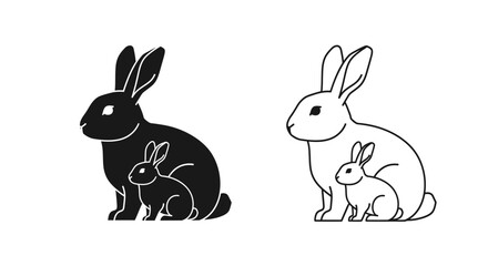 Fototapeta premium Mother's day rabbit family illustration for greeting card Vector