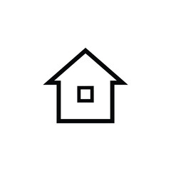 Simple black house with square window on white background