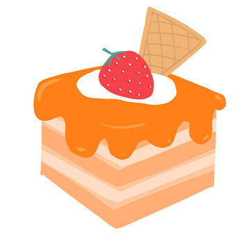 The cartoon-style image displays snacks including drinks, ice cream, donuts, and bakery items.