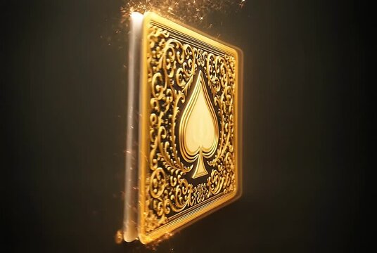 Golden luxury letter A emblem in ornate frame with diamonds and hearts on dark background