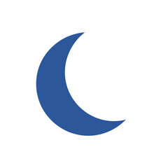 Simple Blue Crescent Moon Graphic Against White Background