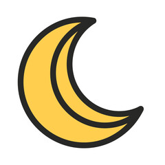 A crescent moon gradient icon illustration in a minimalist vector style