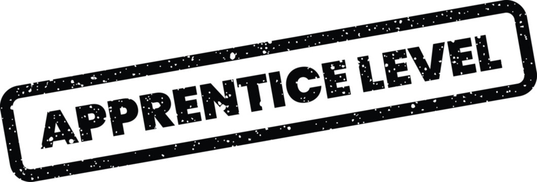 Distressed rectangular stamp featuring the text APPRENTICE LEVEL for career progression and qualification milestones