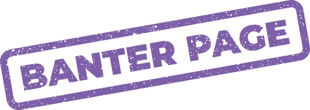 Distressed rectangular stamp featuring the text BANTER PAGE with a rough texture, suitable for web page elements