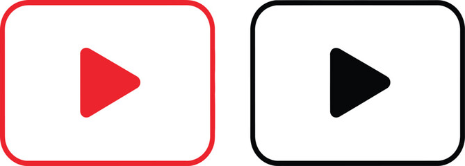 Play button icons for video players in red and black on for web and mobile applications © ARSM D