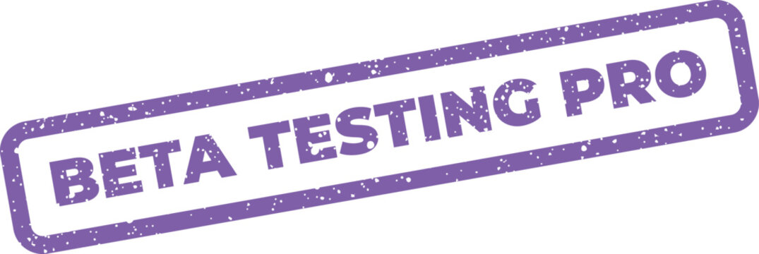 Distressed rectangular stamp indicating a professional beta testing phase for software development or new products