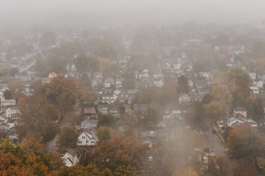 Foggy morning views from the top of Rising Park in Lancaster Ohio.