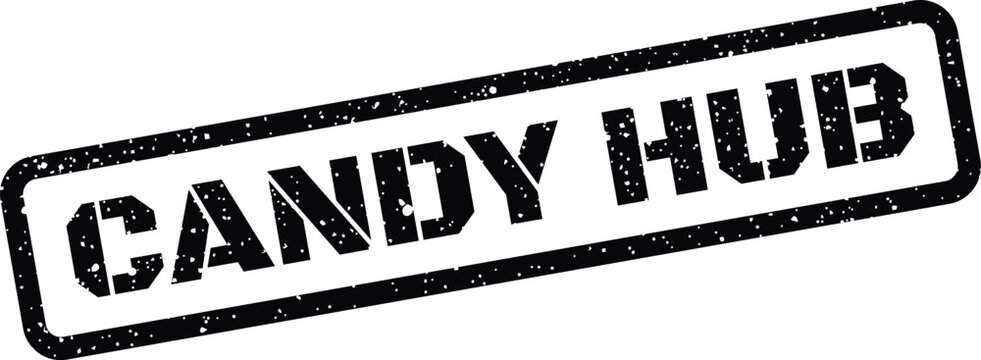 Distressed rubber stamp design showcasing CANDY HUB message, perfect for business logos or sweet shop branding