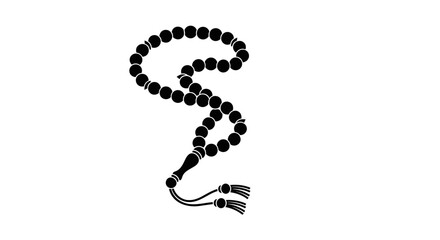 Black Prayer Beads on White Background 10.