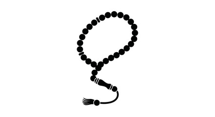 Black Prayer Beads on White Background 14.