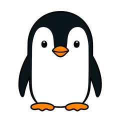 Obraz premium Cute Cartoon Penguin Character on Black Background