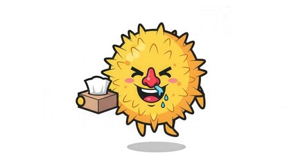 Friendly Pollen Character Illustration for Hay Fever and Allergy Awareness Campaign
