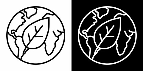 Green Earth White Icon Set Design