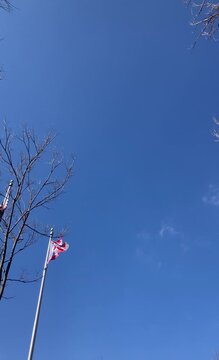 Ohio state flag flying in the wind