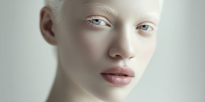 Portrait of a young woman with albinism showcasing unique beauty and delicate features
