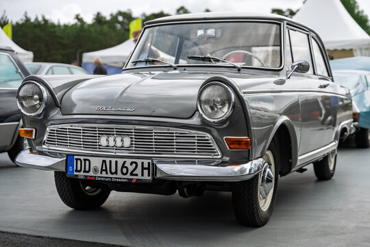 LINTHE, GERMANY - JUNE 08, 2025: Small car DKW Junior deLuxe, 1962. Die oldtimer show.