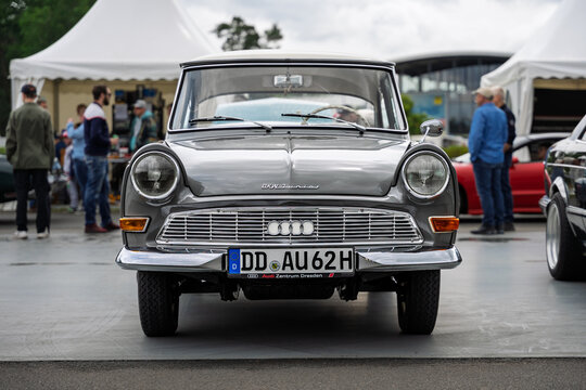 LINTHE, GERMANY - JUNE 08, 2025: Small car DKW Junior deLuxe, 1962. Die oldtimer show.