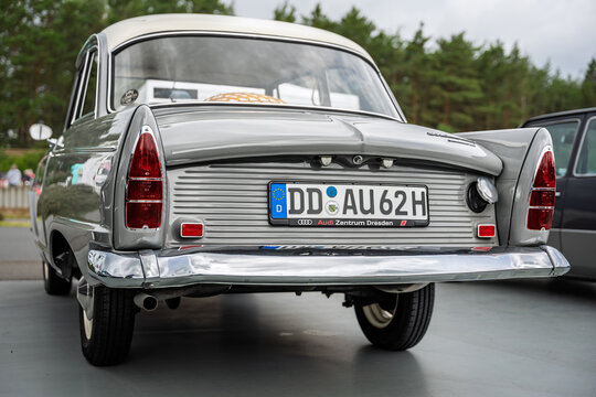LINTHE, GERMANY - JUNE 08, 2025: Small car DKW Junior deLuxe, 1962. Rear view. Die oldtimer show.