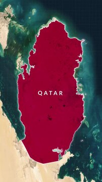 Map Of Qatar With Glowing Border Loop Animation In Vertical