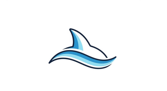 Stylized blue dolphin fin icon with wave symbolizing speed and agility in ocean