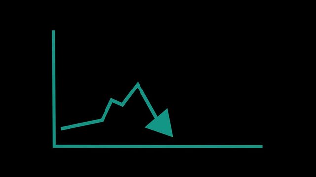 Zigzag Arrow Indicating Decline Animation. A zigzag arrow pointing downward