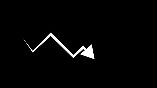 Zigzag Arrow Indicating Decline Animation. A zigzag arrow pointing downward