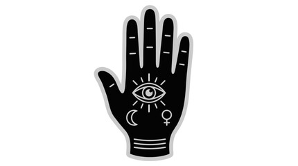 Fototapeta premium Esoteric Palmistry Hand with All-Seeing Eye, Moon & Venus Symbols Vector