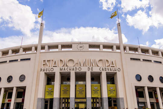 View of the Pacaembu Stadium in Sao Paulo
