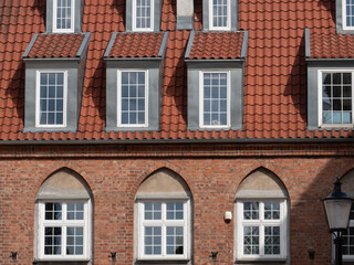 Fototapeta premium Historic Architecture in Danzig with Red Roofs